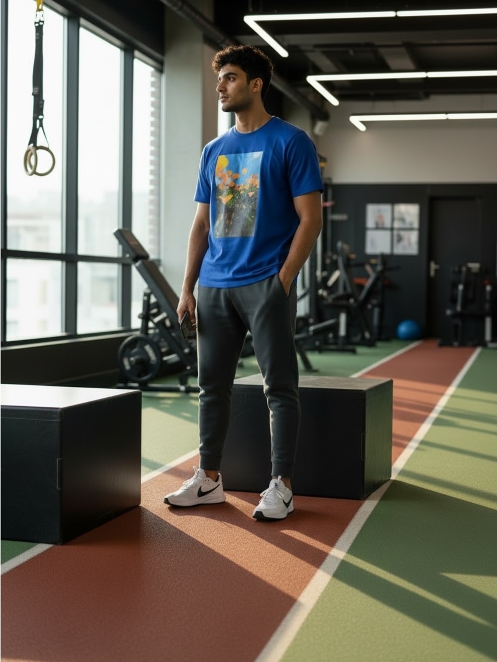 NWT Nike "Move with Nature" Blue Poppy Flower Graphic Tee - L